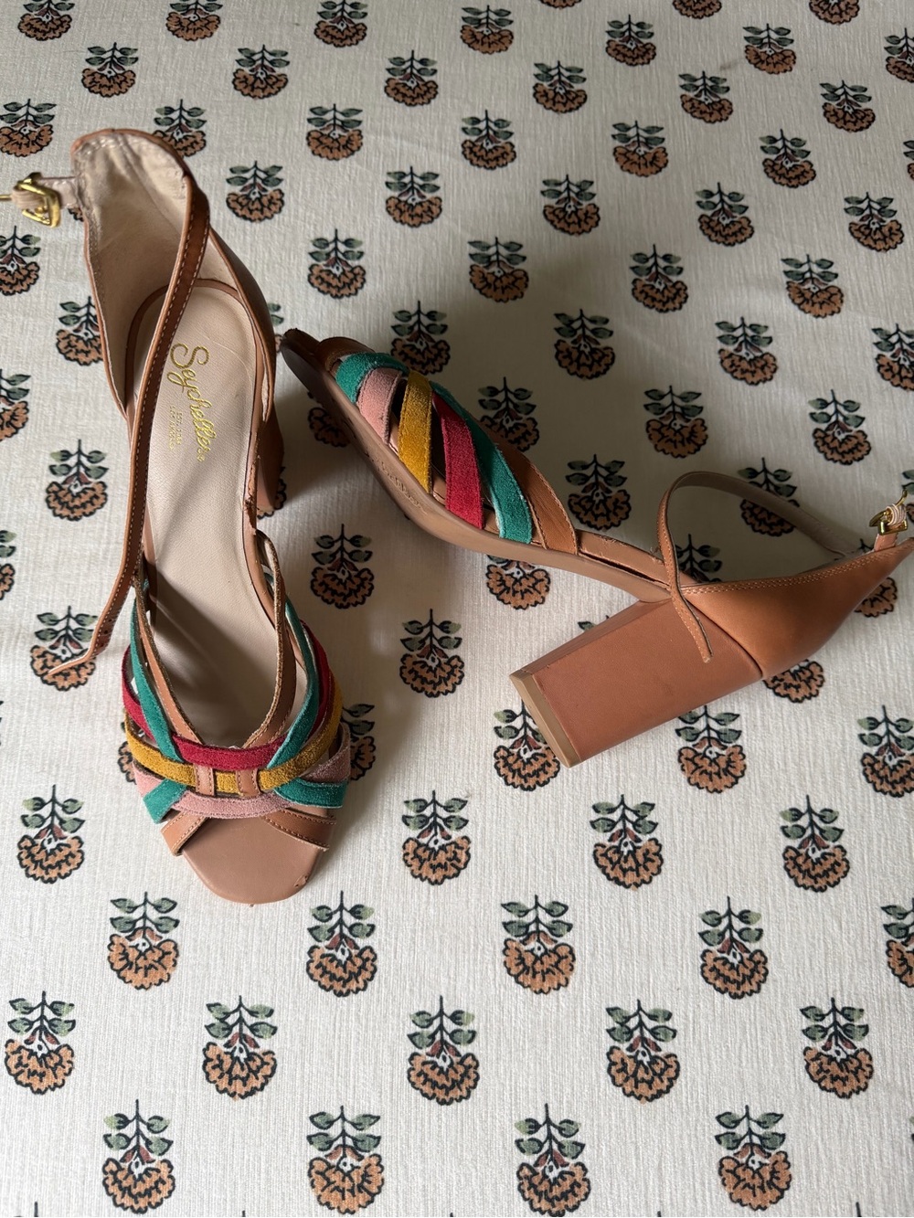 Seychelles Multicolor Rainbow Strappy Block Heel Sandals Size 7.5